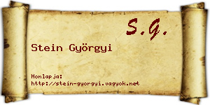 Stein Györgyi névjegykártya